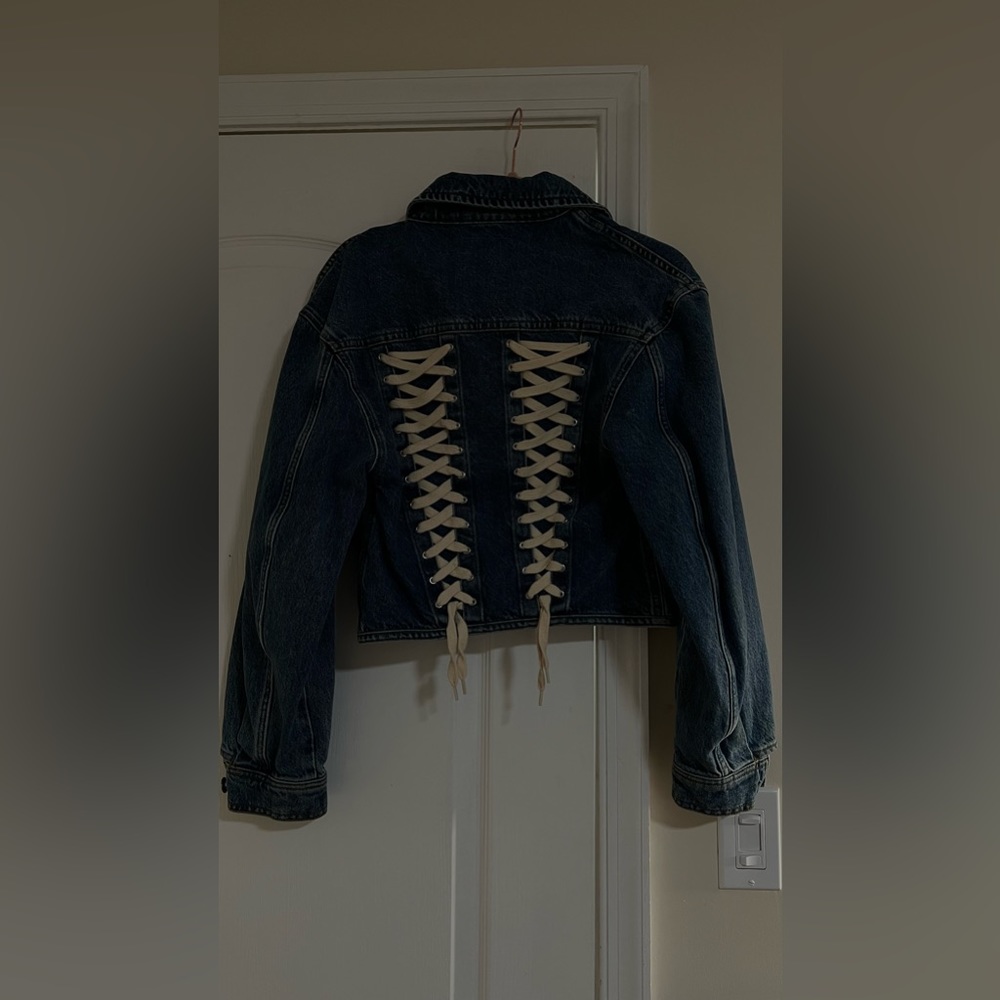 Maje denim jacket with lace detail in the back size 36/Small/XS